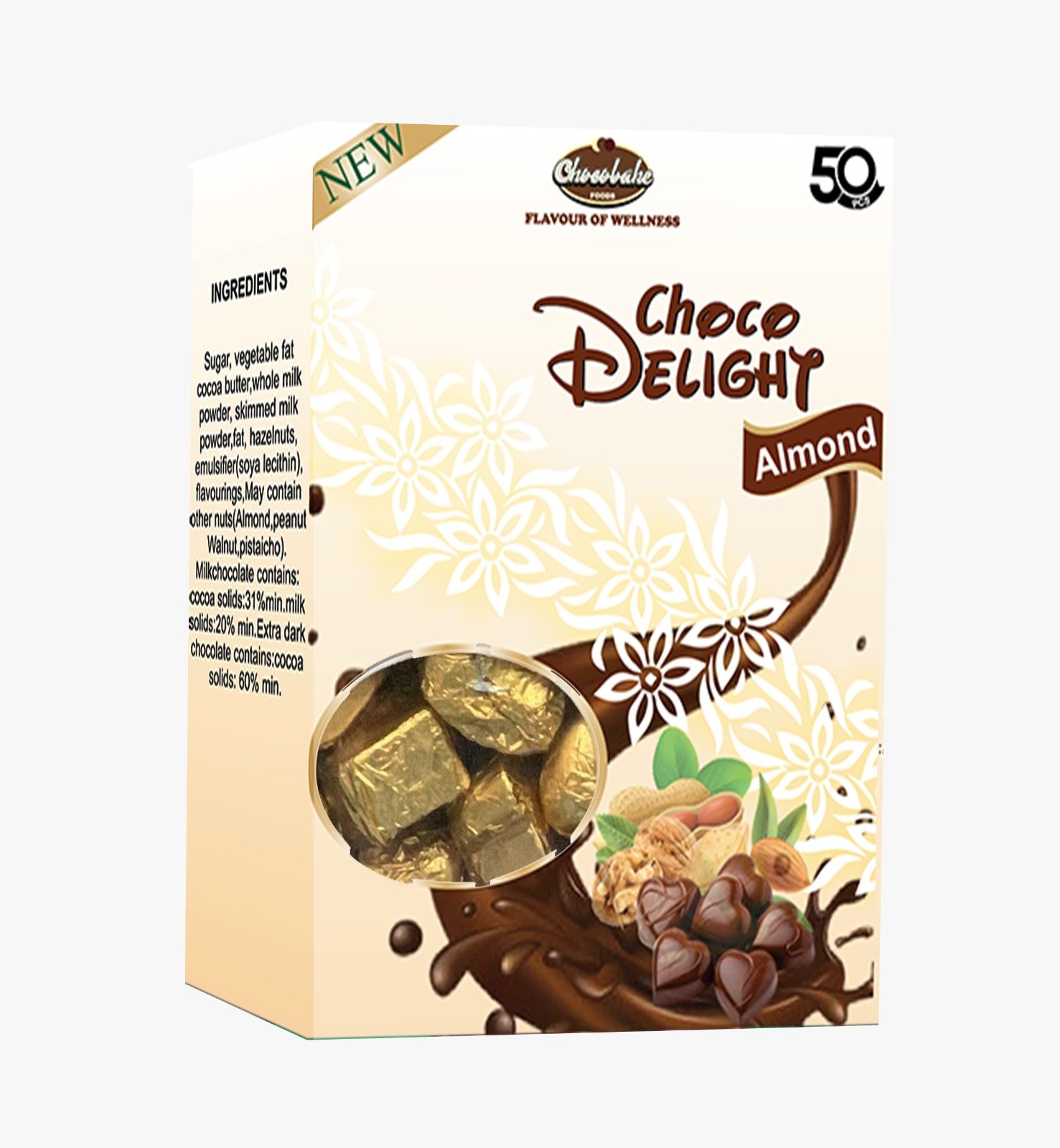 Choco Delight Roasted Almond (50 Pcs)
